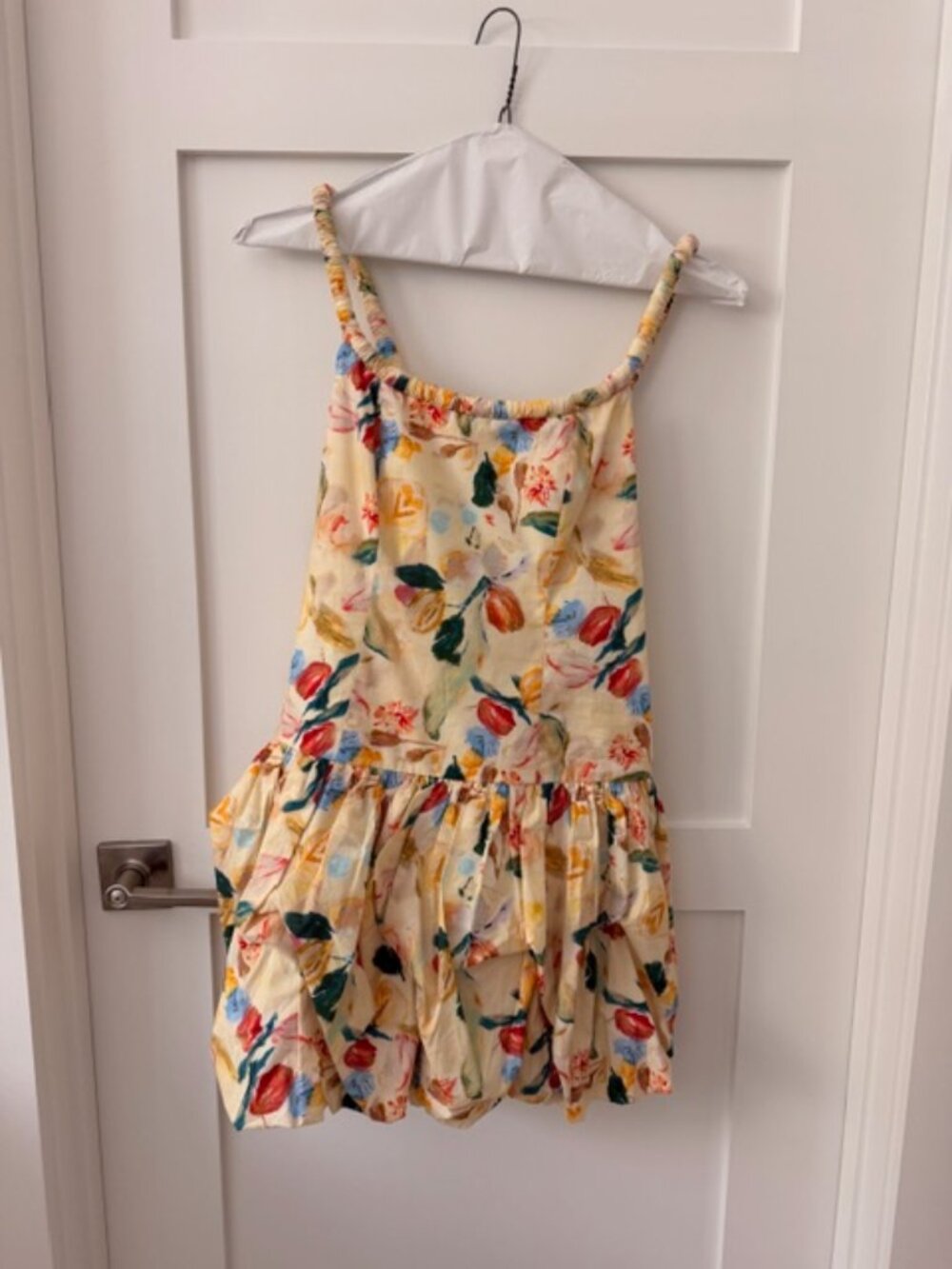 Womens ASTR The Label Keyla Bubble Hem Yellow Floral Mini Dress, S - Picture 4 of 9